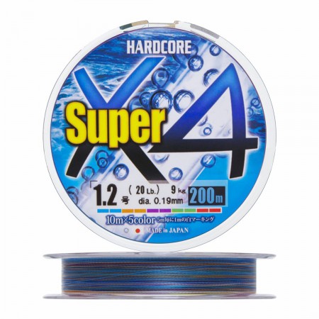 �������� ���� Duel PE Hardcore Super X4 (5Color) 200 m - #2.0 (0,24 mm), 13,0 kg - ��������-������� ������� ��� ������� �����
