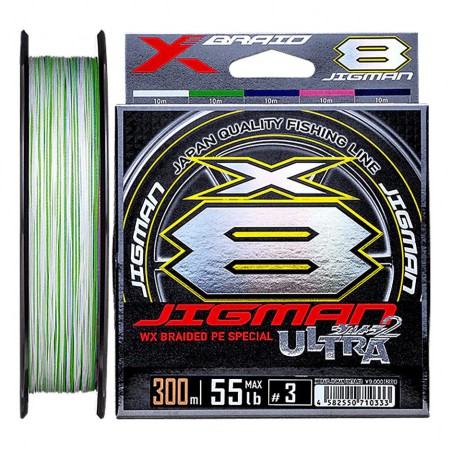 ���� �������� YGK X-Braid Jigman Ultra X8, 300 m. #2.5 (0,260 mm), 45 lb (20,25 kg), Multicolor - ��������-������� ������� ��� ������� �����