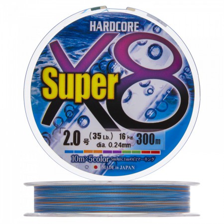 �������� ���� Duel PE Hardcore Super X8 (5Color) 300 m - #2.0 (0,24 mm), 16,0 kg - ��������-������� ������� ��� ������� �����